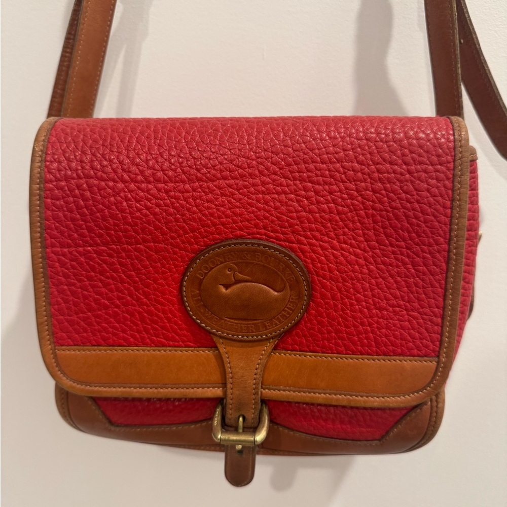 Dooney & Bourke Red and Brown Leather Essex Crossbody Bag